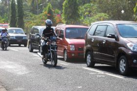 Suasana Macet Jelang Pintu Masuk Pangandaran