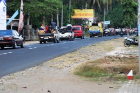 Suasana Macet Jelang Pintu Masuk Pangandaran