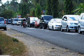 Suasana Macet Jelang Pintu Masuk Pangandaran