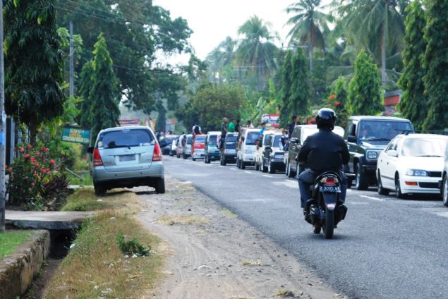 Suasana Macet Jelang Pintu Masuk Pangandaran