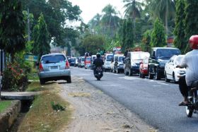 Suasana Macet Jelang Pintu Masuk Pangandaran