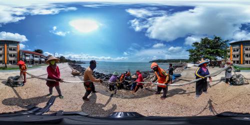 Potret 360 Hanjatan Jaring Arad Pantai Timur Pangandaran